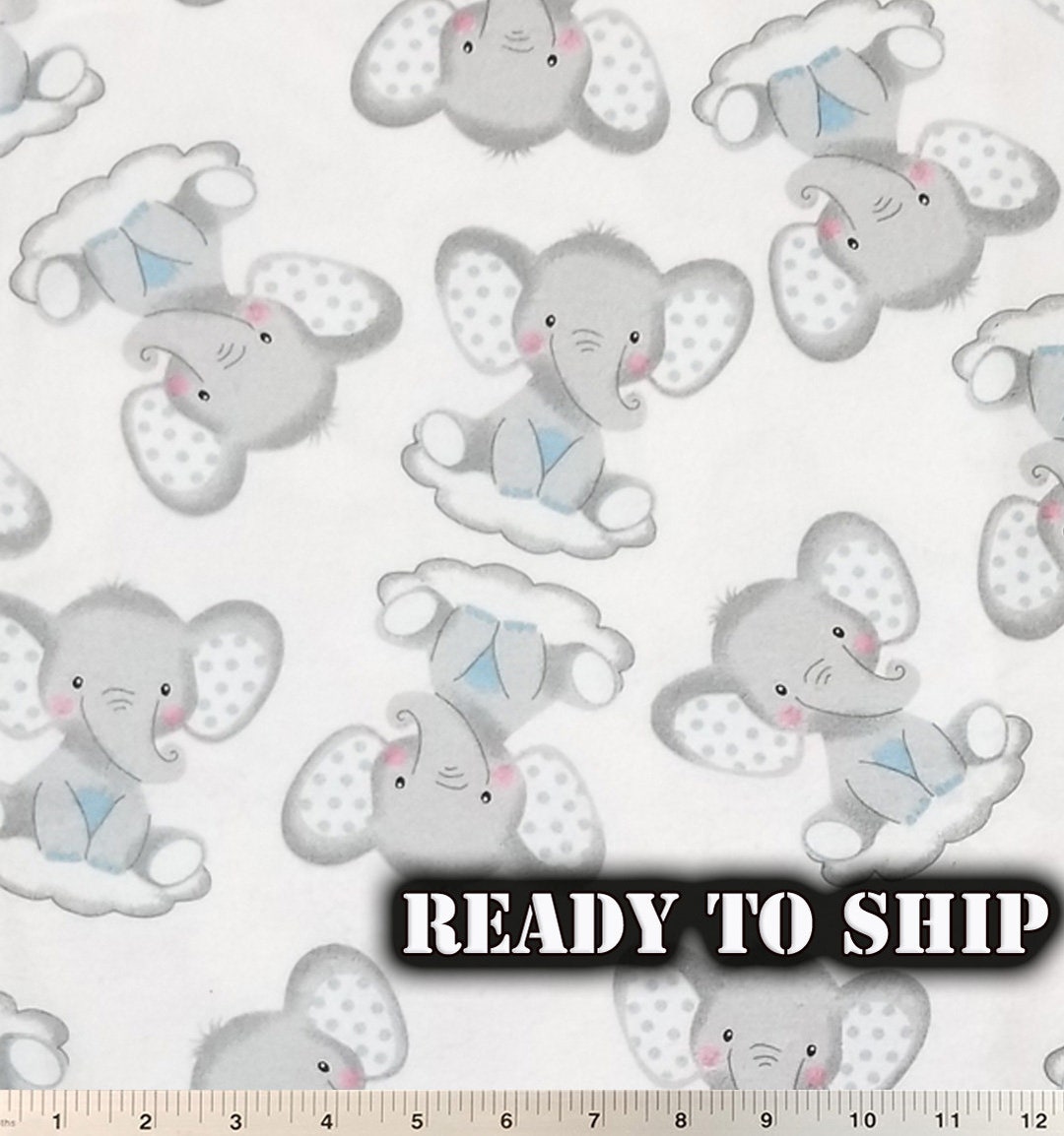 LOW STOCK Lovable Baby Elephant FLANNEL Fabric Very Cute Remnants