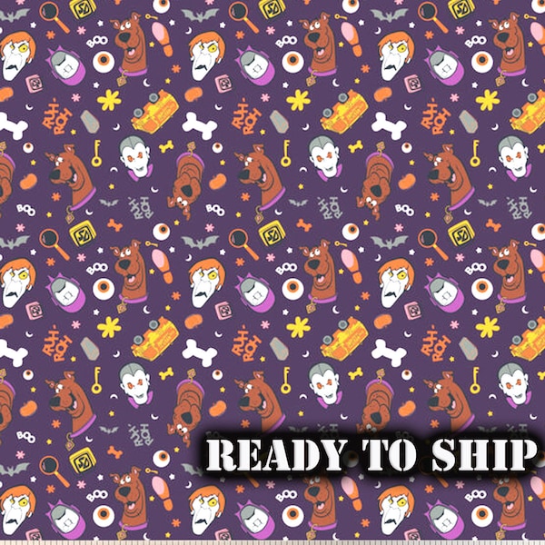 LICENSED Scooby-Doo - Monster Toss Halloween Cotton Fabric - By The Yard, Fat Quarters, FQ  - Pillows, Slip Covers