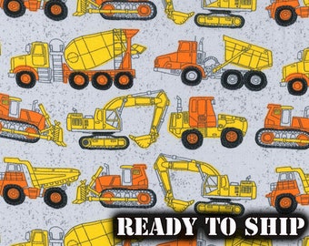 REMNANT Awesome Contruction Equipment Cotton Fabric - Quilting, Kids Room, Sewing, Pillows