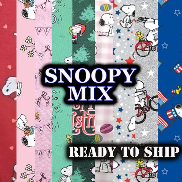 LICENSED Peanuts Worldwide LLC Snoopy Fabric Mix - 100% Cotton - By the yard, 1/2 yard - Kids Decor, Kids Apparel, Pillows, Sewing Projects