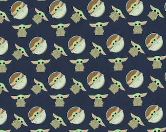 LICENSED Star Wars The Mandalorian, The Child Repeat, Classic Grogu Cotton Fabric