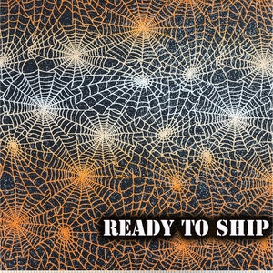 LOW STOCK Colorful Spider Web Halloween Fabric - GLITTER -  Half Yard, Remnants - Halloween Decor, Costumes, Holiday Sewing Projects
