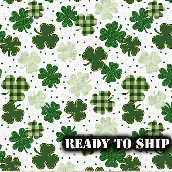 St. Patricks Day Clover and Shamrocks - St. Patricks Irish Fabric - By the Yard, FQ - St. Patricks Decor, Sewing