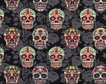 Sugar Skull Fabric - Day of the Dead Cotton Fabric