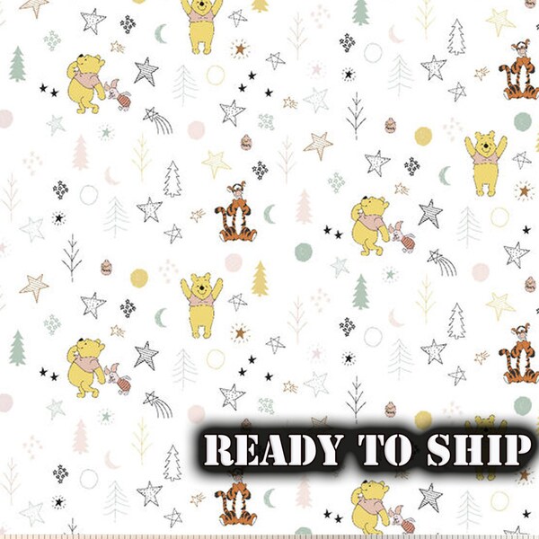 Winnie the Pooh Friends, Forest Cotton Fabric - By The Yard, Fat Quarters  - Face Mask, Pillows, Sewing Fabric