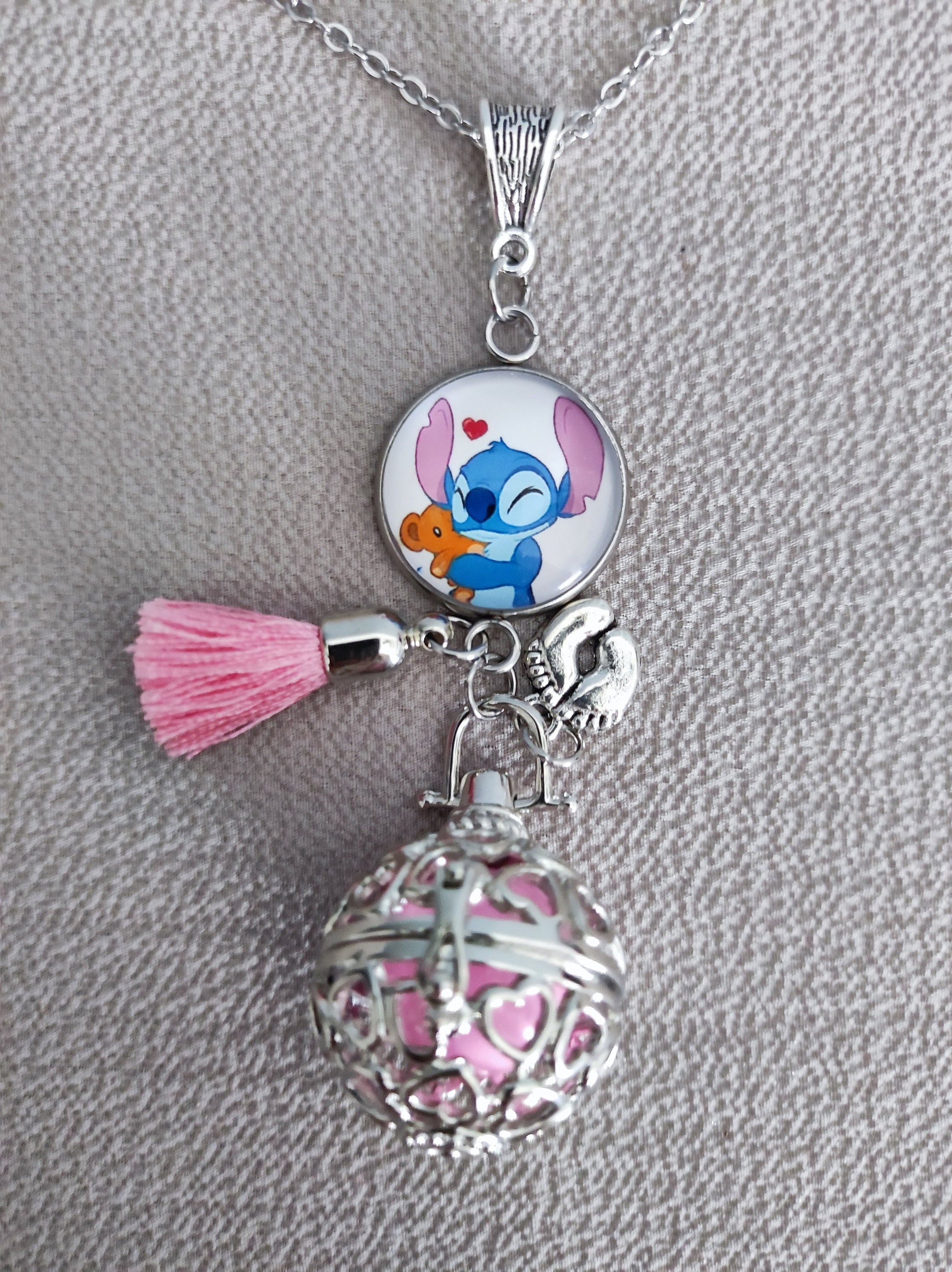 Joli collier à pendentif de maille - S925 argent - Ohana Stitch bijou  cadeau pour femme et fille - style A