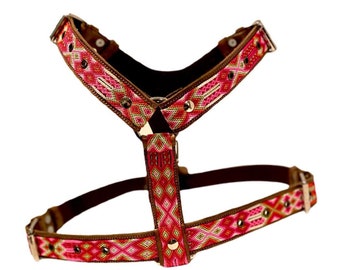 XL Leather Dog Harness: Hand Woven Mexican Vest