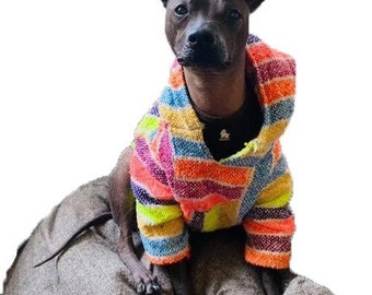 Bright Rainbow Dog sweater, Mexican dog sweater, Mexican dog cloth, dog jacket, pet hoodie, Dog hoodie