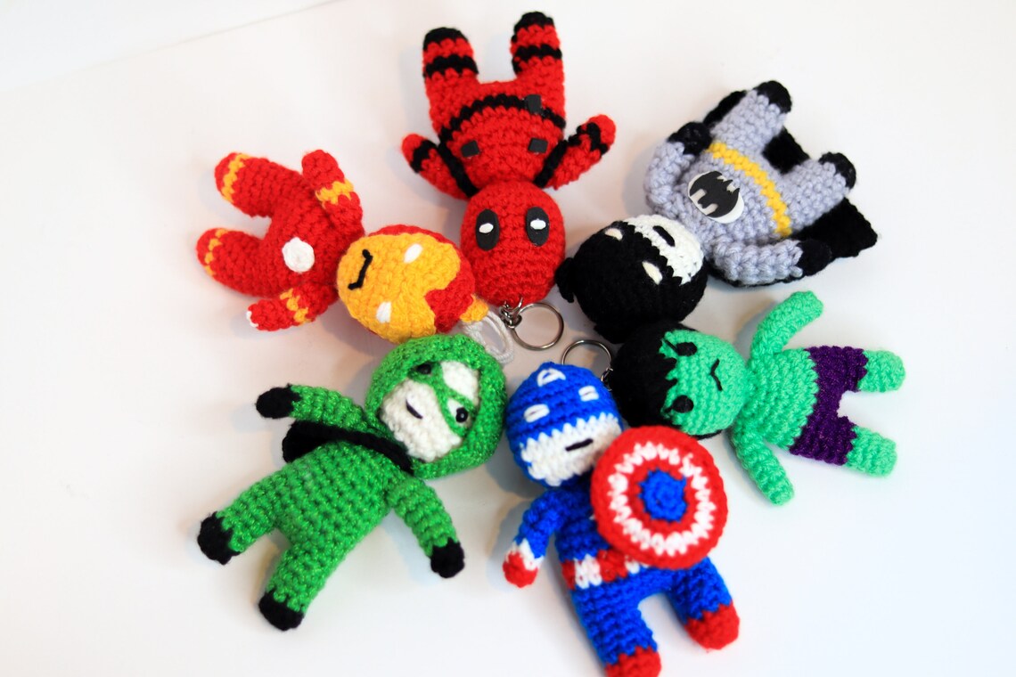 Marvel Comics Amigurumi crochet key chain Crochet Avengers Etsy