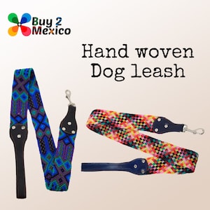 Dog leash, Leather leash with handmade fabric, Dog lovers, Leash handmade