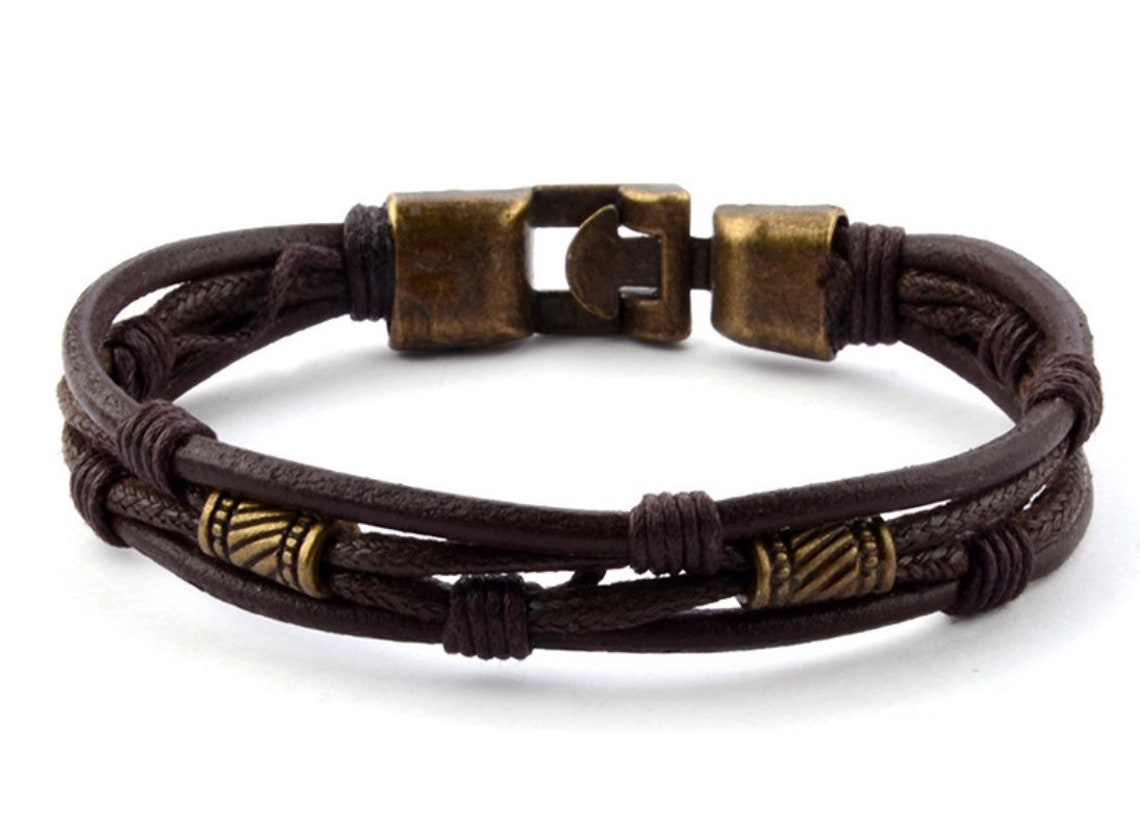 Vintage Style Leather Bracelet Etsy