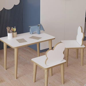 Cloud Chairs and Desk for Kids Room,Write and Wipe Children Activity Table,Kids Furniture,Montessori Furniture,Kids Room Decorations