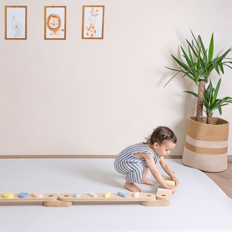 Gymnastics Beam B Toys Balance Beam Wooden Balance Beam For Kids 3+ Toddler Montessori Balance Beam Indoor Outdoor Kids Balance Stepping Stones Coordination And Stability Exercise Balance Beam Toddler Balance Beam For