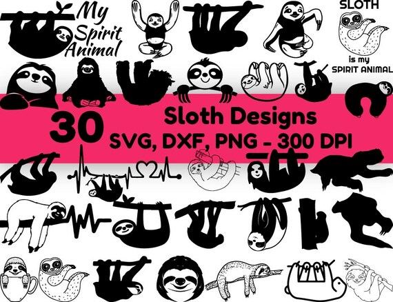 30 Faultier große SVG Bundle faul svg Faultier geschnitten | Etsy