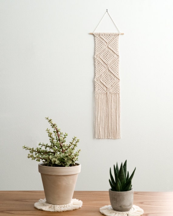 Macrame Wall Hanging Long Narrow Geometric Macrame Decor Etsy
