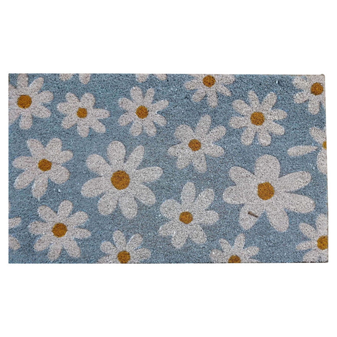 Daisy Blue Floral Door Mat Cute Flowers Coir Entrance Mat Etsy