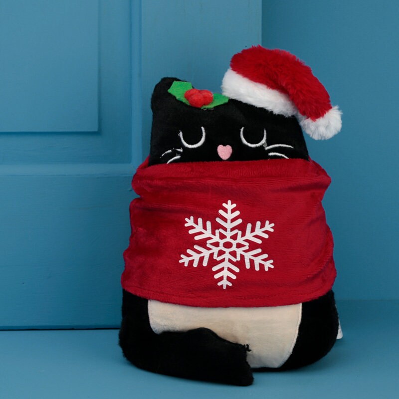 Festive Cat Plush Door Stop Weighted Christmas Soft Toy Fun Etsy