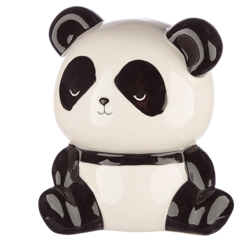 Cute Panda Money Box Ceramic Present Gift Decoration Coin Etsy