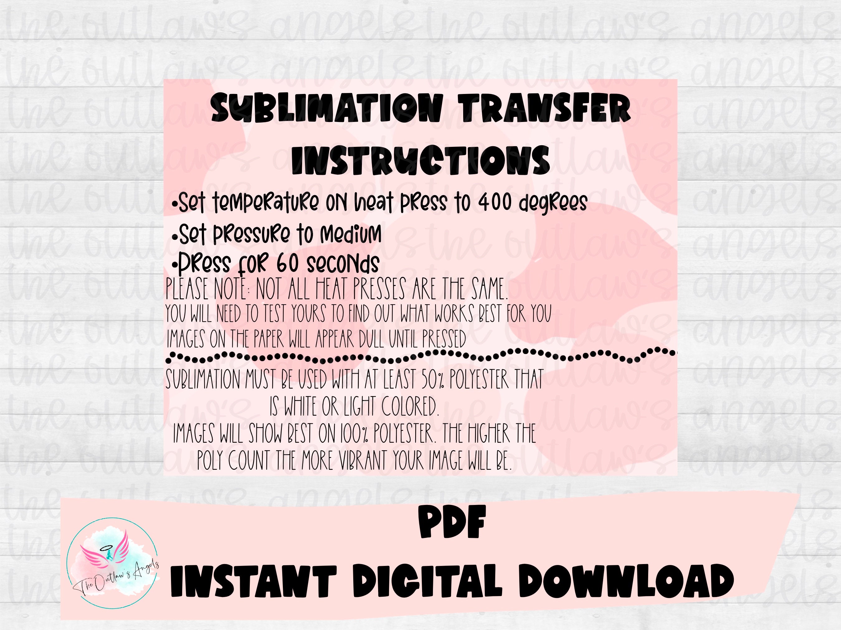 Sublimation Transfer Instruction Printable Etsy