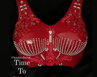 Red Body jewelry evening dress blouse