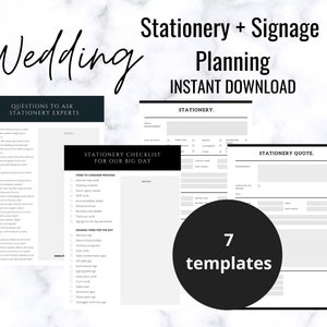 Wedding Printables Pack Wedding Stationery Wedding Signage Wedding Planner image 1