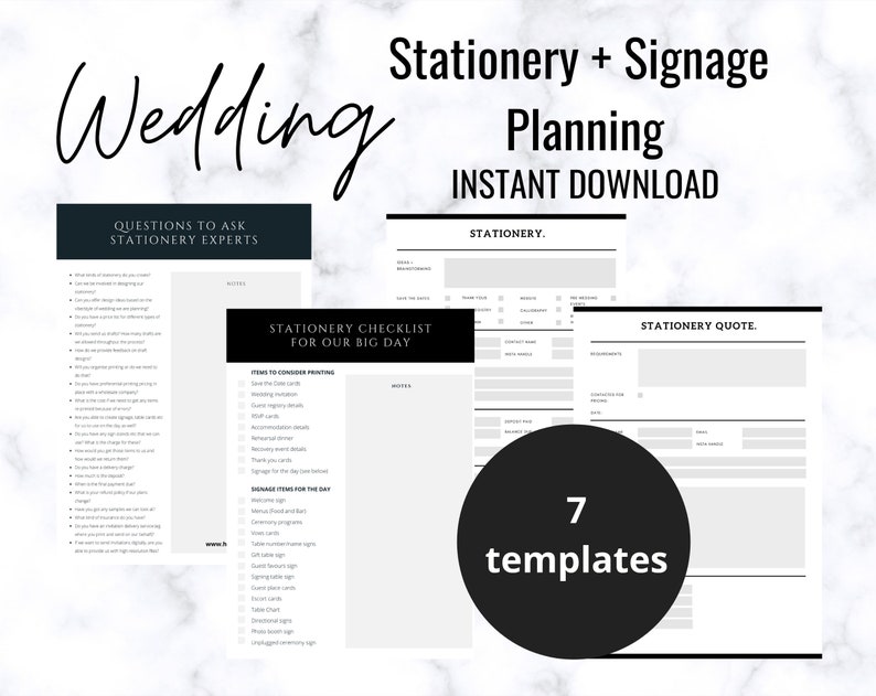 Wedding Printables Pack Wedding Stationery Wedding Signage Wedding Planner image 1