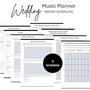 Wedding Music Planner | Black & White Minimalist Style | Editable Template | Instant Download