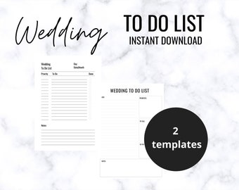 Wedding TO DO List templates | Instant Download | Plan your wedding like a pro