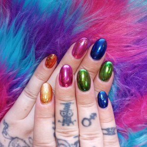 Multi Color Chrome Nails