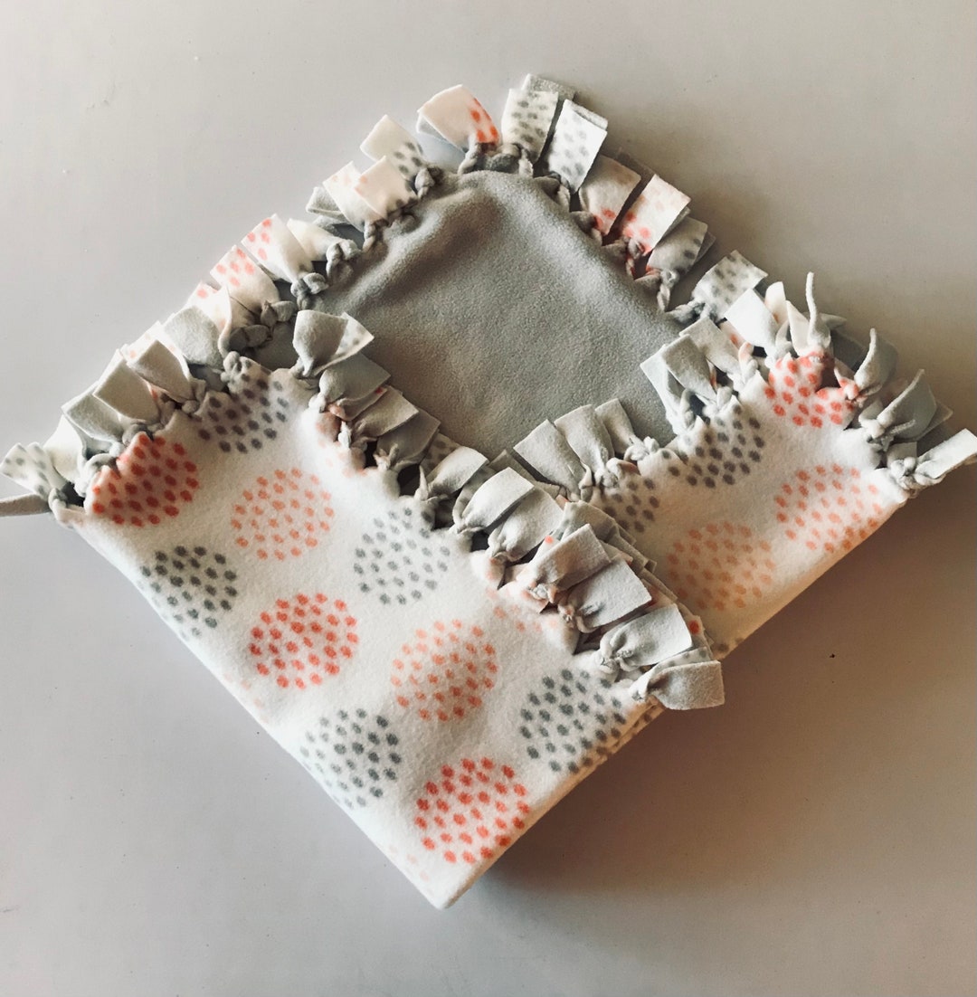 Dotted Fleece Tie Baby Blanket Etsy