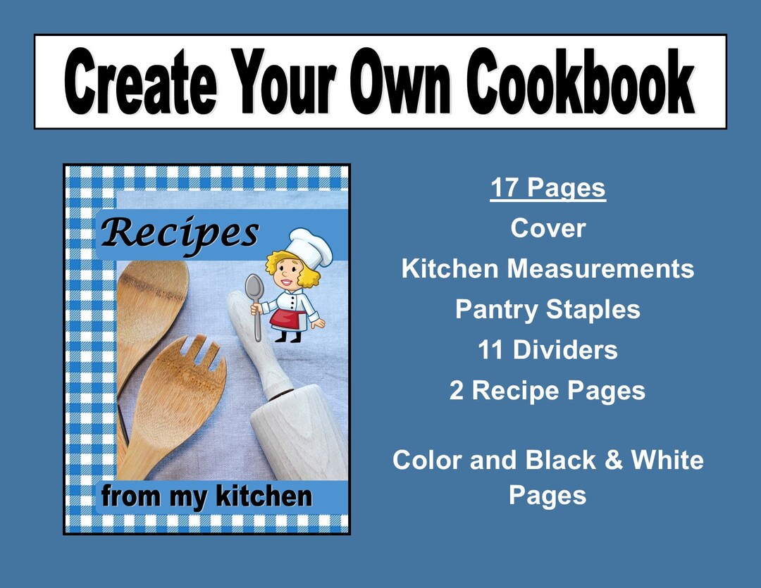 Create Your Own Cookbook Printable Digital Download Cover, Dividers ...