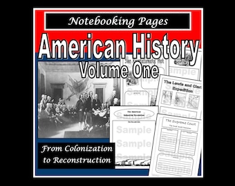 American History Notebooking Pages Covering Colonization to Reconstruction ~ Homeschools or Classrooms ~ Grades 4 to 12 ~ Digital File