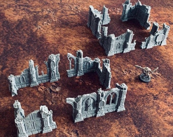 Grimdark Ruins ++ 8 piece wargame scatter terrain warhammer 40k sci-fi fantasy scenery model 28mm killteam tabletop rpg necromunda miniature