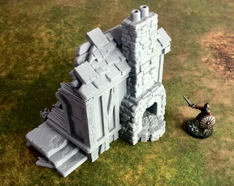 Ruined Medieval Blacksmith + 28mm tabletop wargame rpg scenery terrain miniature warhammer dnd 40k mordheim skirmish model miniature ttrpg