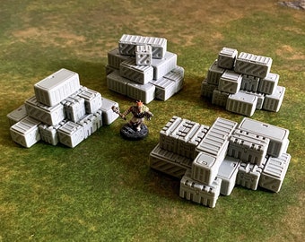 Supply Crate Stacks ++ 4 sci fi tabletop wargaming terrain scenery miniatures warhammer star wars 40k kill team cyberpunk shatterpoint rpg
