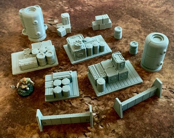Sci Fi Scatter 2 ++ 12 piece tabletop miniature wargame terrain scenery star wars 40k cyberpunk grimdark 28mm 32mm skirmish rpg warhammer