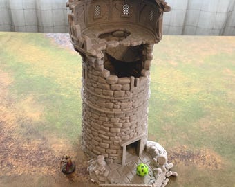 Ruined Medieval Dice Tower: 28mm Wargame Terrain Scenery, RPG Model, tabletop gaming accessory