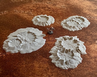 4 Battlefield Craters ++ 28mm tabletop sci fi wargaming terrain scenery model warhammer 40k necromunda grimdark cyberpunk rpg trench crusade