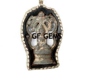 S95B17-02 Black Onyx Buddha Pendant with Electroplated 24k Gold Edge