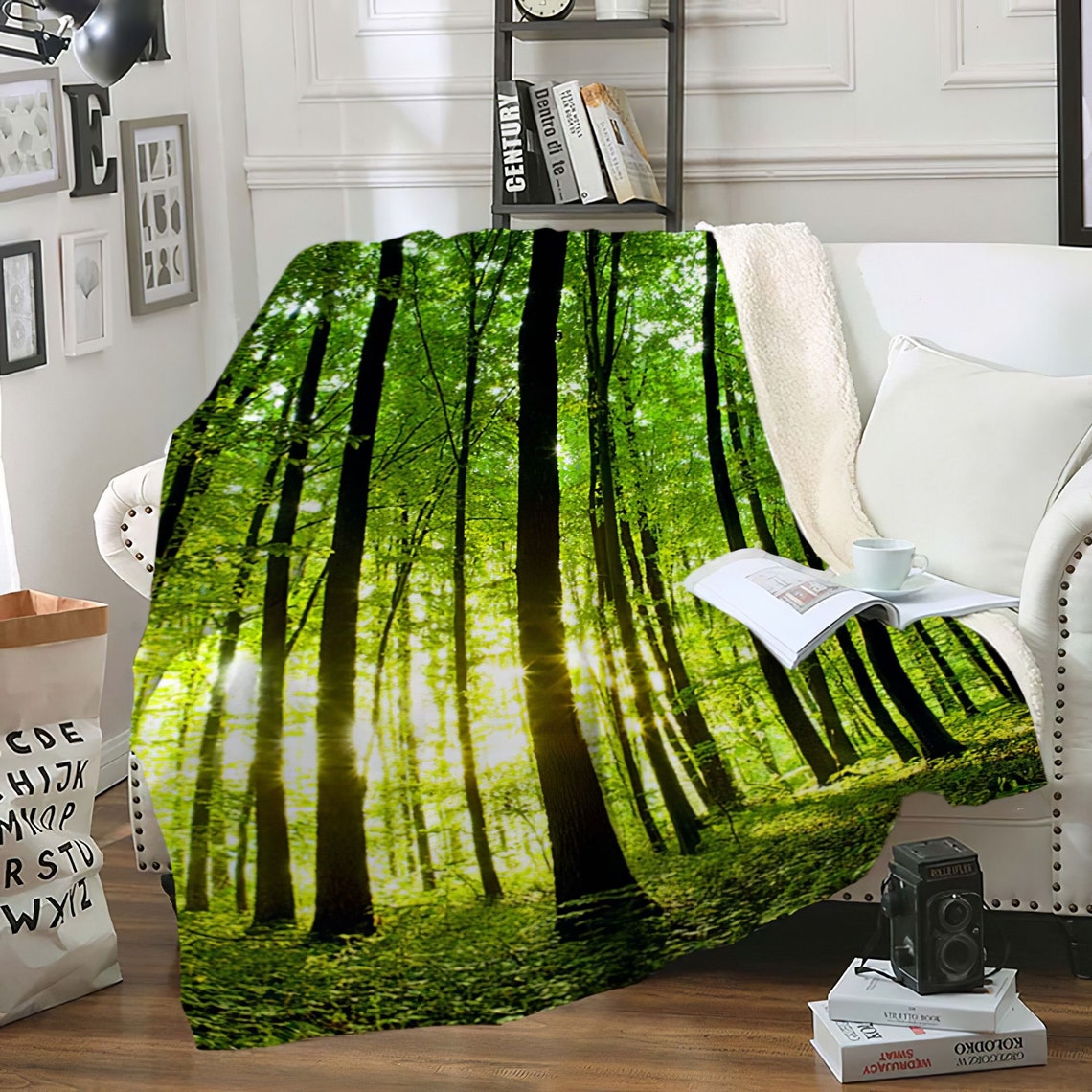 Beautiful Green Forest Nature Fleece Throw BlanketAll Over Etsy