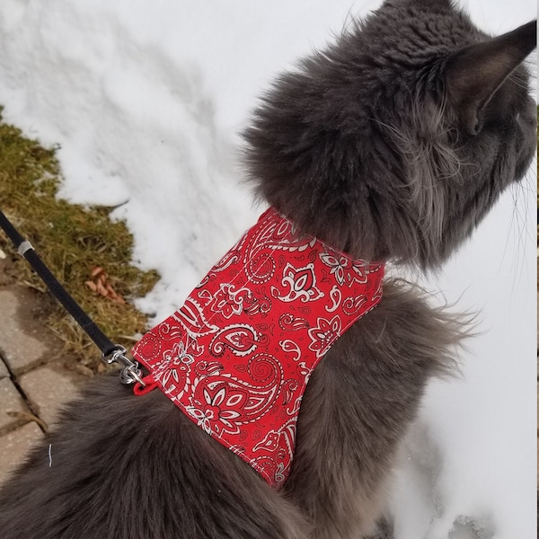 Escape Proof Cat Harness, Red Bandana by My Kitty Harness