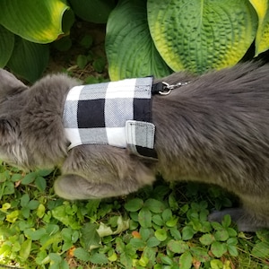 Escape Proof Cat Harness, White Buffalo Check by My Kitty Harness