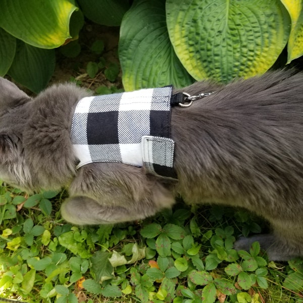 Escape Proof Cat Harness, White Buffalo Check by My Kitty Harness