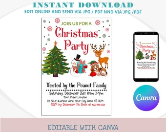 Editable Christmas Party Invitation Christmas Party Invite Christmas Party Printable Holiday Party Invitation Christmas Invitation