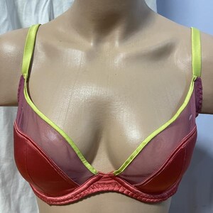 Agent Provocateur Women Rare Top Bra Silk Pink Lime FR90DD UK34DD EU75DD AU12DD US34DD CNDD75