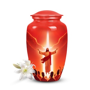 Ascension Urn for Ashes – Religious Memorial Keepsake - Funeral Urn - Personalized Cremation Urn in 10&quot; & 3&quot; Sizes, for 1-200 lb Person