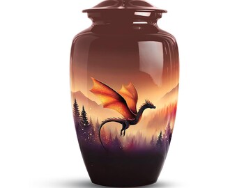 Dragon Cremation Urn for Ashes, Pet memorial Gifts, Sunset Dragon Art Urn, Sympathy Gift, Funeral Urn, keepsake box, Celebration of Life
