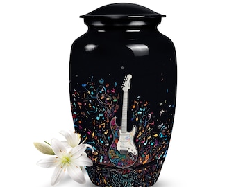 Guitar Urn for Human Ashes - Handcrafted Musical Urn, Personalized Customizable, in Large 10" & 3" Keepsake Mini Urn, for 1-200 lb Person