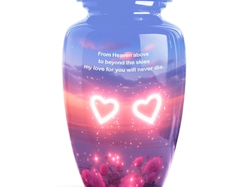 Custom Personalized Cremation Urn for Adult Ashes – Romantic Memorial Urn with Roses and Hearts – Elegant Ash Holder – Tribute for Loved One