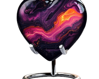 Galaxy Heart Cremation Urn with Cosmic Swirl Design, Unique Memorial Keepsake for Ashes, Modern Space Inspired Urn for Loved Ones, Adult Urn